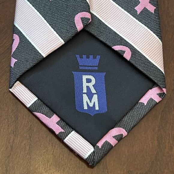 Regent Morris Pink Black 50% Silk 50% Cotton Men’s Neck Tie Made In China - Picture 2 of 9